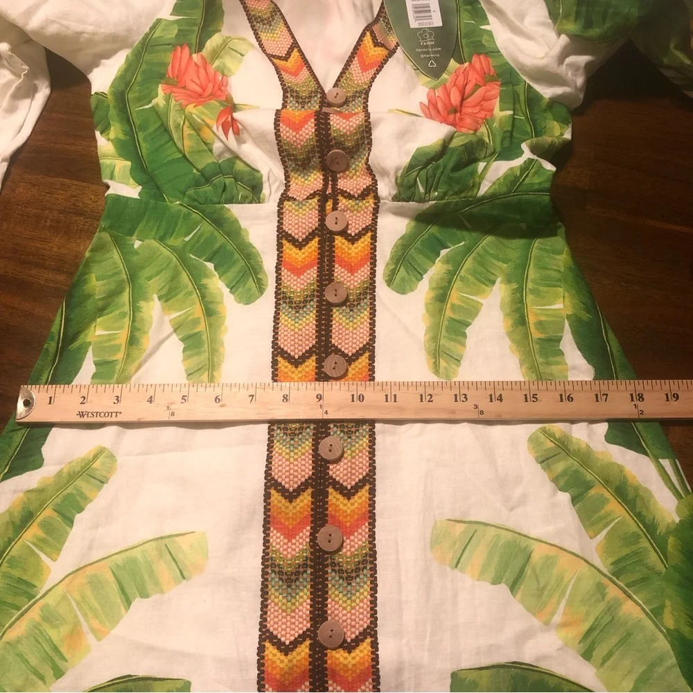 NWT $275 Farm Rio Fresh Forest Puff-Sleeve Midi Dress in Small!